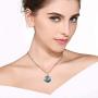 EVEVIC Swarovski Crystals Round Disc Pendant Necklaces for Women Fashion 14K Gold Plated Hypoallergenic Dainty Jewelry