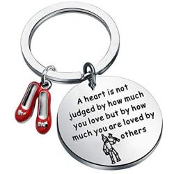 BLEOUK The Wizard of Oz Gifts Inspirational Gift for Women Encouragement Keychain Wizard of Oz Jewelry Ruby Slippers Tin Man Keychain
