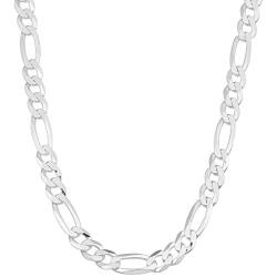 925 Sterling Silver 3.5MM - 8MM Figaro Link Chain Necklace - Silver Figaro Link Necklace for Men, Sterling Silver Necklace 18-30, Made in Italy, Men and Women, Genuine, Authentic