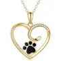 14k Gold Heart Pendant Necklace for Women, Real Gold Dog Cat Paw Print Jewelry Gifts for Her, 16-18 Inch 14k Gold Heart Pendant Necklace for Women, Real Gold Dog Cat Paw Print Jewelry Gifts for Her, 16-18 Inch