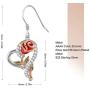 SNZM Love Heart Rose Earrings for Women Girlfriend Sterling Silver Dangle Earrings Jewelry Gifts for Christmas Anniversary