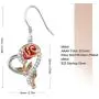 SNZM Love Heart Rose Earrings for Women Girlfriend Sterling Silver Dangle Earrings Jewelry Gifts for Christmas Anniversary