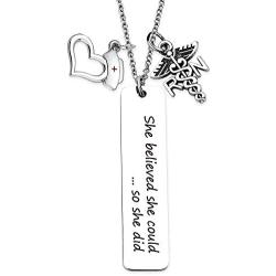 EIGSO Nurse Keychain Nurse Graduation Gift She Believed She Could So She Did Inspirational Jewelry RN LPN Gift Medical Student Gift for Nurse