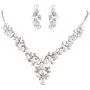 EVER FAITH Womens Crystal Simulated Pearl Leaf Vine Necklace Earrings Set Clear Silver-Tone EVER FAITH Womens Crystal Simulated Pearl Leaf Vine Necklace Earrings Set Clear Silver-Tone