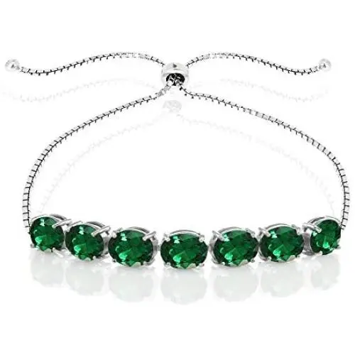 Sterling Silver Genuine, Created or Simulated Gemstone 9x7mm Oval-Cut Adjustable Bracelet Sterling Silver Genuine, Created or Simulated Gemstone 9x7mm Oval-Cut Adjustable Bracelet