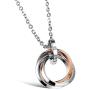 His and Hers Couple Necklace Titanium Stainless Steel CZ Rings Pendant His and Hers Matching Jewelry Set Gift for Women and Men
