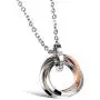 His and Hers Couple Necklace Titanium Stainless Steel CZ Rings Pendant His and Hers Matching Jewelry Set Gift for Women and Men