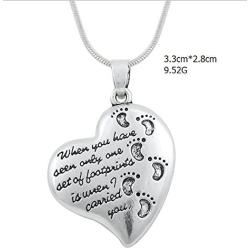 Lemegeton Footprints in the Sand Beautiful Poems Heart Shaped Necklace Gift Jewelry for Men Women