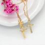 Mulgro Gold Cross Stacked Necklace Layered Rose Flower Pendant Necklace Layering Choker Necklaces with Extension Chain Easter Gift for Girls