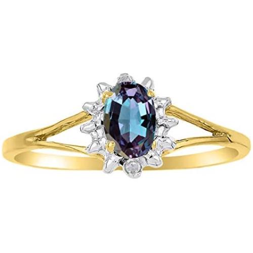 RYLOS Rings for Women 14K Gold Plated Silver Halo of Genuine Diamond Birthstone Ring Oval 6X4MM Gemstone Jewelry for Women Sterling Silver Rings for Women Diamond Rings for Women Size 5,6,7,8,9,10