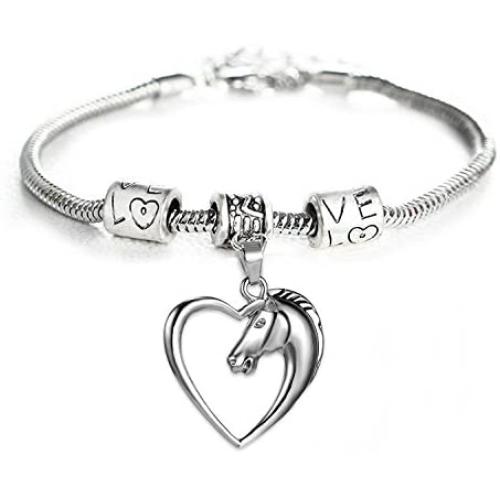 Heart Pendant Bracelet by Luvalti - Horse Heart Jewelry - Family and Friends Jewelry Gift - 10’’