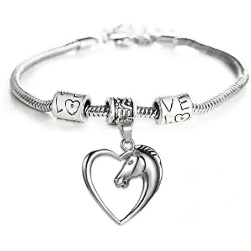 Heart Pendant Bracelet by Luvalti - Horse Heart Jewelry - Family and Friends Jewelry Gift - 10’’