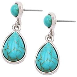 Rosemarie Collections Womens Western Style Turquoise Dangle Teardrop Hypoallergenic Statement Earrings, 1.25