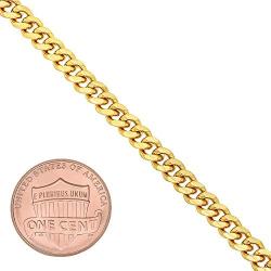 The Bling Factory 4mm-14mm 14k Yellow Gold Plated Flat Cuban Link Curb Chain Necklace