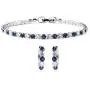 Shop LC Silvertone Cubic Zirconia CZ Round Created Emerald May Birthstone Hoops Hoop Earrings Tennis Bracelet 7'' Prom Prom Jewelry Sets for Women Mothers Day Gifts Cttw 9.2