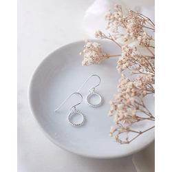 Boma Jewelry Sterling Silver Open Circle Rope Texture Dangle Earrings