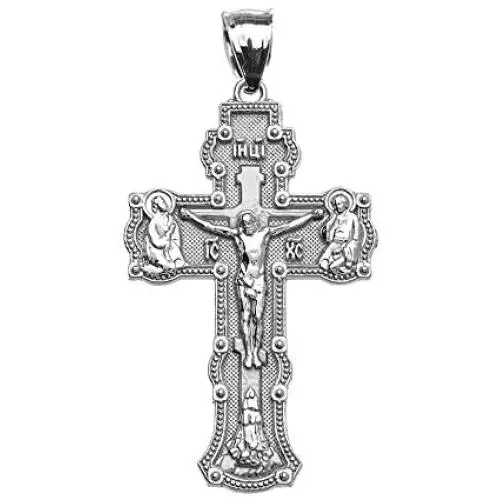 Religious Jewelry by FDJ Elegant Russian Orthodox Save and Protect Cross Pendant in Sterling Silver Religious Jewelry by FDJ Elegant Russian Orthodox Save and Protect Cross Pendant in Sterling Silver