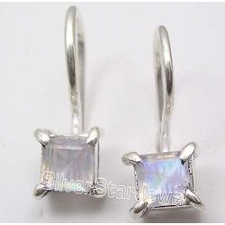 SilverStarJewel 925 Solid Silver Rainbow Moonstone Earrings 0.6'' New Gift