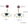 Evil Eye Earrings Red Rhinestone Dangle Drop Studs