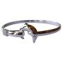 Yves Renaud Hypoallergenic Polished Silver Dolphin Charm Bangle Bracelet for Women, Girls