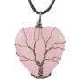 SUNYIK Natural Gemstone Tree of Life Pendant Necklace for Women, Handmade Copper Wire Wrapped Heart Love Healing Reiki Crystal Jewelry