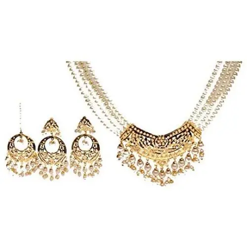 Glamorous Collection Choker Necklace Set Jadau Indian Jewelry Muslim Pearl Necklace Muslim Punjabi Jewelry Set