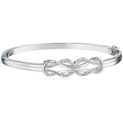 Sterling Silver Diamond Double Knot Bangle Bracelet (1/4 cttw, J Color, I3 Clarity)