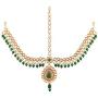Aheli Ethnic Designer Indian Wedding Bridal Jewelry Set Faux Kundan Beaded Choker Necklace with Damini Headpiece for Women