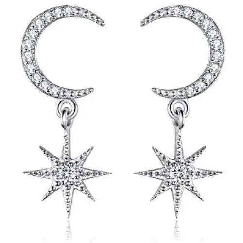 Angol Sterling Silver Drop &Dangle Moon Earrings, S925 Moon Drop Earrings with Cubic Zirconia, Crescent Moon Jewelry Dangling Earrings Hypoallergenic Jewelry for Women Teens with Angol Sterling Silver Drop &Dangle Moon Earrings, S925 Moon Drop Earrings with Cubic Zirconia, Crescent Moon Jewelry Dangling Earrings Hypoallergenic Jewelry for Women Teens with
