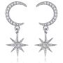 Angol Sterling Silver Drop &Dangle Moon Earrings, S925 Moon Drop Earrings with Cubic Zirconia, Crescent Moon Jewelry Dangling Earrings Hypoallergenic Jewelry for Women Teens with