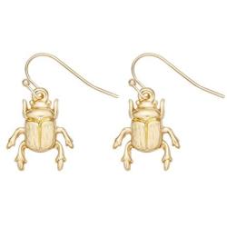 MANZHEN 10K Gold Plated Supernatural Beetle Insect Dangle Earrings Personality Earrings