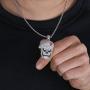 Moca Jewelry Hip Hop Iced Out Bling Personality Skull Pendant 18K Gold Plated Chain Necklace for Men Women
