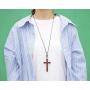Natural Sandalwood Cross Pendant Necklace for Men Women Boys Girls Gift Wood Wooden Casual Sweater Chain Car Rearview Mirror Pendant