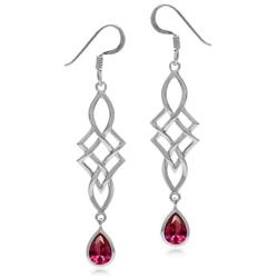 Silvershake Genuine or Synthetic Birthstone 925 Sterling Silver Celtic Knot Weave Dangle Hook Earrings