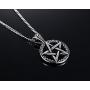 HUANIAN Stainless Steel Pentagram Pendant Necklace for Men Women Wiccan Jewelry