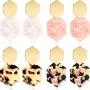 meekoo 4 Pairs Acrylic Earrings Marbled Earrings Leopard Drop Earrings Geometric Resin Earring for Women Girls