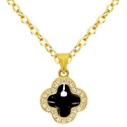 Haiyin Jewelry Lucky Four Leaf Clover Pendant 24K Gold Plated Brass Necklace for Womens Girls Keepsake 18''