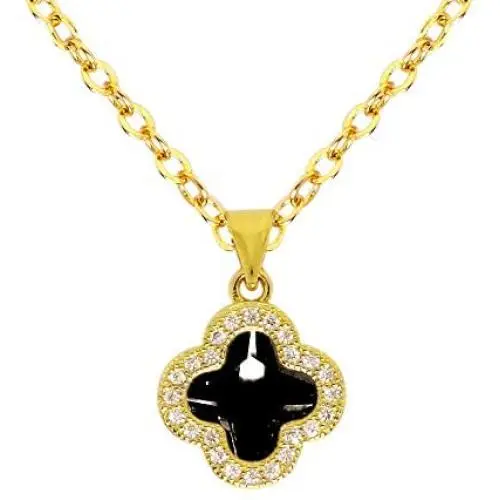 Haiyin Jewelry Lucky Four Leaf Clover Pendant 24K Gold Plated Brass Necklace for Womens Girls Keepsake 18'' Haiyin Jewelry Lucky Four Leaf Clover Pendant 24K Gold Plated Brass Necklace for Womens Girls Keepsake 18''
