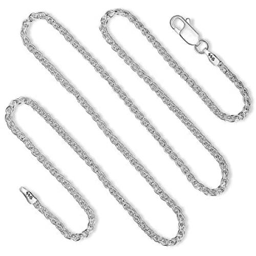 925 Sterling Silver 2MM Wheat Chain Lobster Claw Clasp 16-30 Inch