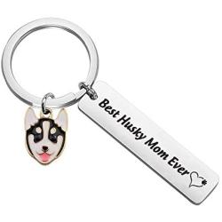 WSNANG Best Husky Mom Ever Keychain Husky Jewelry Dog Mom Gift Dog Lover Jewelry for Husky Lover