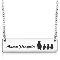 MAOFAED Mother Gift Birthday’ s Gift Mama Penguin Necklace Gift for Mom Wife Family Necklace
