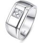 BONLAVIE 10mm 925 Sterling Silver Mens Wedding Ring Round Cut Cubic Zirconia Engagement Ring for Men Comfort Fit Wedding Band Size 7-13
