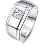 BONLAVIE 10mm 925 Sterling Silver Mens Wedding Ring Round Cut Cubic Zirconia Engagement Ring for Men Comfort Fit Wedding Band Size 7-13