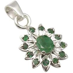 SilverStarJewel 925 Solid Silver Emerald May Birthstone Necklace Pendant 0.9'' Gems Gift