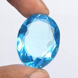 gemhub Faceted Blue Topaz 66.80 Ct. Perfect Oval Cut Loose Gemstone for Jewelry Making