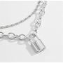 Lock Pendant Necklace Statement Long Chain Punk Multilayer Choker Necklace for Women Girls