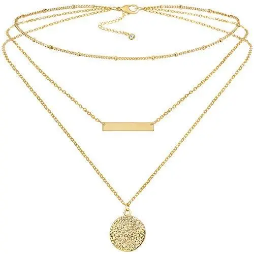 Fiusem Gold Layered Necklaces for Women, Dainty 14K Gold Plated Choker Necklaces and Chain Necklaces for Women Fiusem Gold Layered Necklaces for Women, Dainty 14K Gold Plated Choker Necklaces and Chain Necklaces for Women