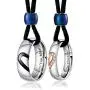 Aienid Couple Necklace Pendant,King Queen Tungsten Steel Pendant Necklace for Wedding