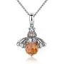 GOXO Sterling Silver Queen Honey Bee Little Bumblebee Pendant Necklace, Honeybee Bracelet