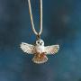 Barn Owl Necklace Hand Painted Porcelain Necklace Ceramic Animal Necklace Pendant